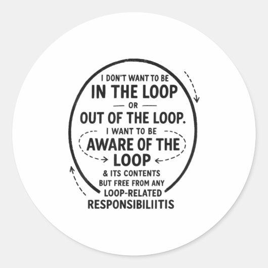 I Don’t Want To Be In The Loop Sarcastic Quote Fun ラウンドシール (正面)