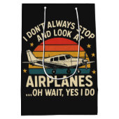 I Don't Always Stop And Look At Planes ミディアムペーパーバッグ (裏面)