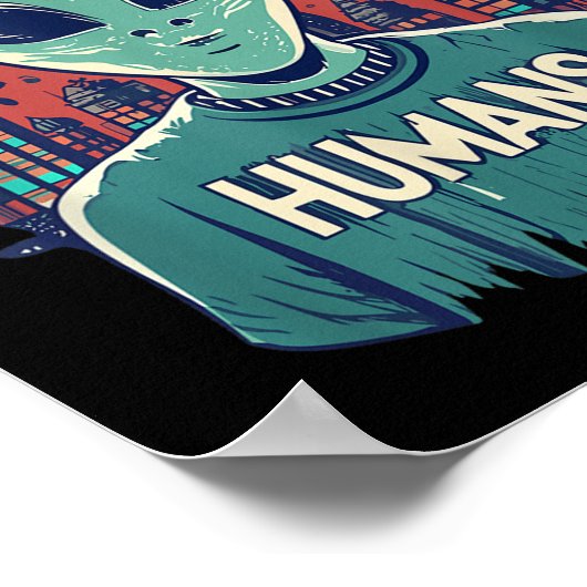 I Don't Believe In Humans Funny Alien Face Hallowe ポスター (角)