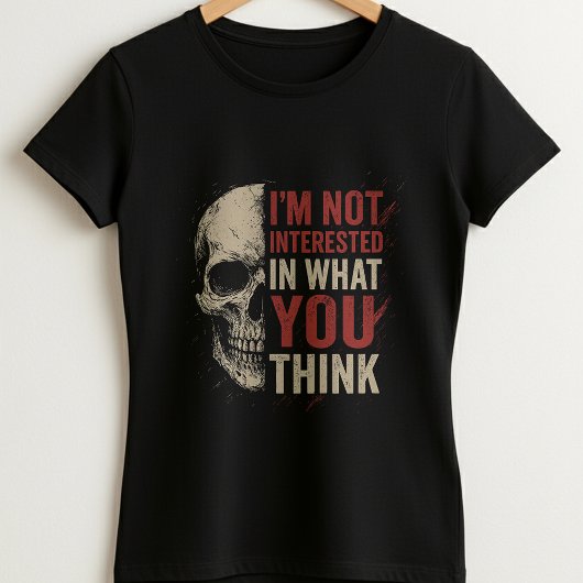 I don't care Tee; Fun Bold Skull Statement  Tシャツ
