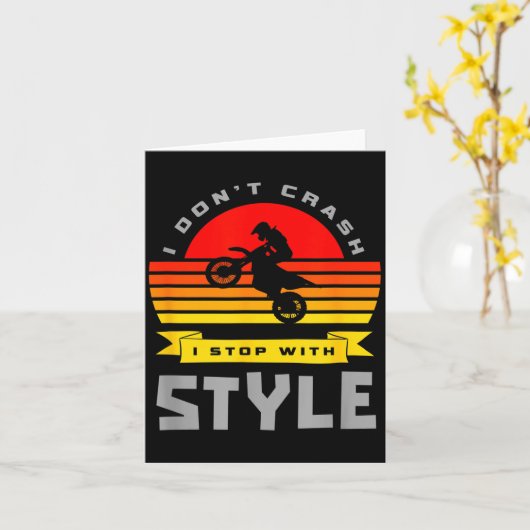 I Don't Crash I Stop With Style Funny Motocross Di カード (黄色い花)
