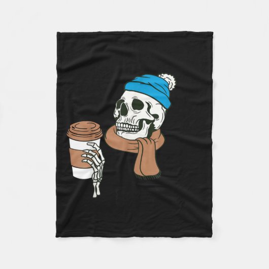 I Dont Do Winter Well Funny Coffee Skull フリースブランケット (正面)