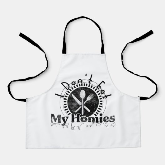 I don't eat my homies, funny vegan エプロン (正面)