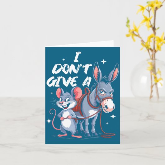 I Don't Give A Rats Mouse & Funny カード (黄色い花)