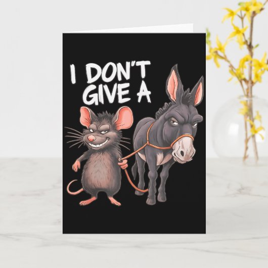 I Dont Give A Rats Mouse Donkey Funny Sarcastic An カード (黄色い花)