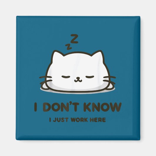 I don't know i work here funny sleeping meme cat  マグネット (正面)