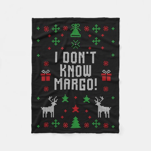 I Don't Know-margo Ugly Sweater Funny Christmas Fo フリースブランケット (正面)