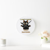 I don't know what happened-Funny cat shirt. ラウンド壁時計 (ホーム)