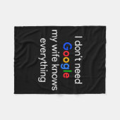 I Don't Need Google, My Wife Knows Everything Funn フリースブランケット (正面(横))