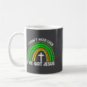 I Don't Need Luck I Have Jesus Rainbow Shamrock Ir コーヒーマグカップ (左)