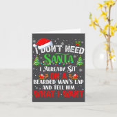 I Don't Need Santa I Already Sit On A Bearded Man' カード (黄色い花)