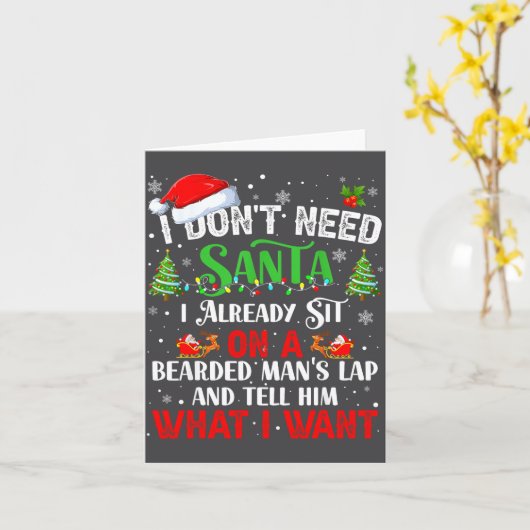 I Don't Need Santa I Already Sit On A Bearded Man' カード (黄色い花)