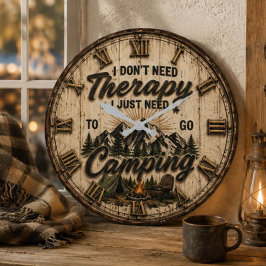 I Don't Need Therapy I Just Need to Go Camping ラージ壁時計