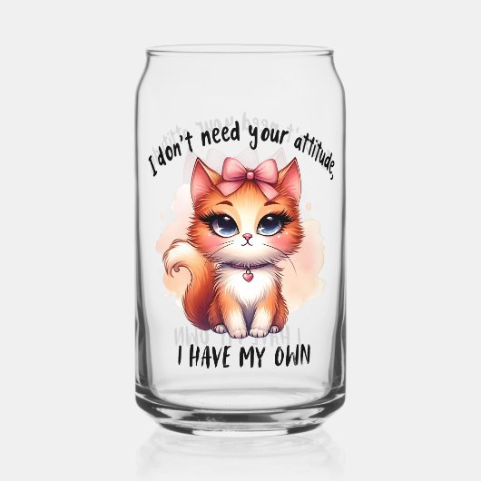 I Don't Need Your Attitude Funny Cat Lover Gift  ガラス缶 (裏面)