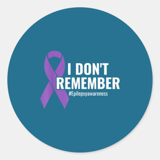 I Don't Remember Purple Ribbon Elepsy Awareness ラウンドシール (正面)