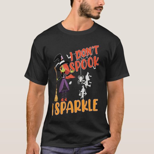 i don't spook i sparkle Halloween witch,pumpkin,sk Tシャツ (正面)