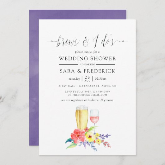 I Dosの前結婚に水色のフローラが生える 招待状 (正面/裏面)