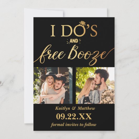 I Do's & Free Booze モダンウェディング セーブザデート (正面)