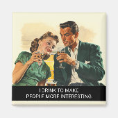 I Drink Insim おもしろいレトロ50sことわざ マグネット (正面)