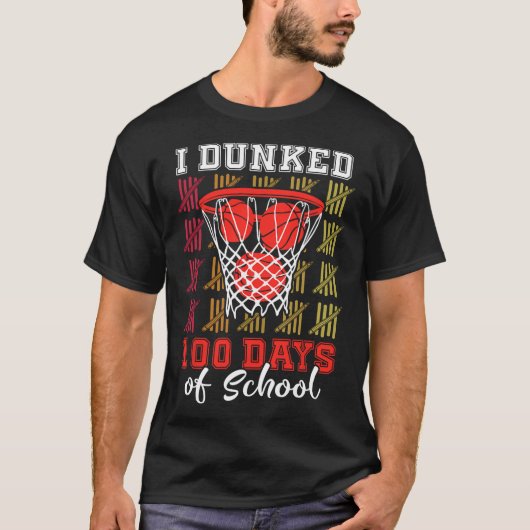 I Dunked 100 Days Sketll 100th Day School Boys Kid Tシャツ (正面)