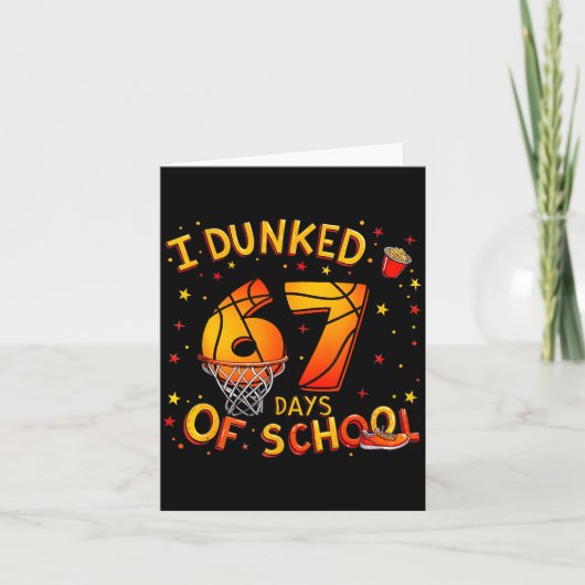I Dunked 67 Days Of School Basketball Boys Kids  カード (正面)