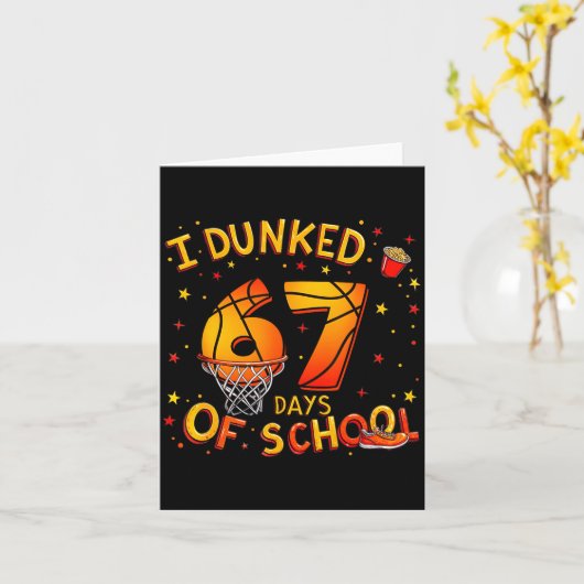 I Dunked 67 Days Of School Basketball Boys Kids  カード (黄色い花)