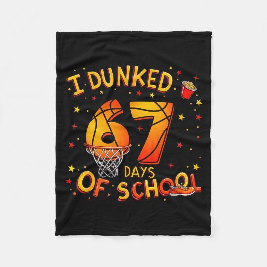 I Dunked 67 Days Of School Basketball Boys Kids  フリースブランケット (正面)