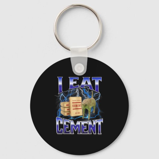 I Eat Cement Funny Cat Meme Internet Memes Funny M キーホルダー (正面)
