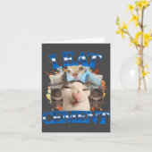 I Eat Cement Funny Cat Meme Men Women Kids Humor  カード (黄色い花)