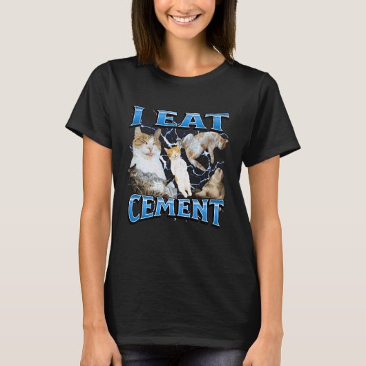 I Eat Cement Funny Offensive Cat Meme Bootleg Grap Tシャツ (正面)