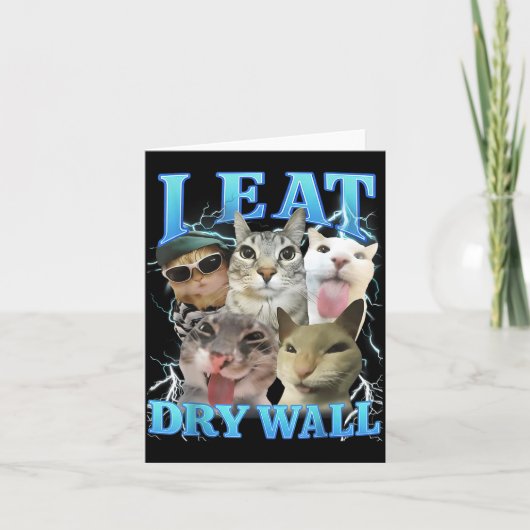I Eat Dry Wall Funny Cat Meme  カード (正面)