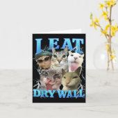 I Eat Dry Wall Funny Cat Meme  カード (黄色い花)