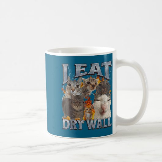 I Eat Drywall Funny Cat Meme Bootleg Graphic  コーヒーマグカップ (右)