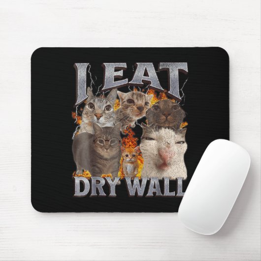 I Eat Drywall Funny Cat Meme Bootleg Graphic  マウスパッド (マウス)