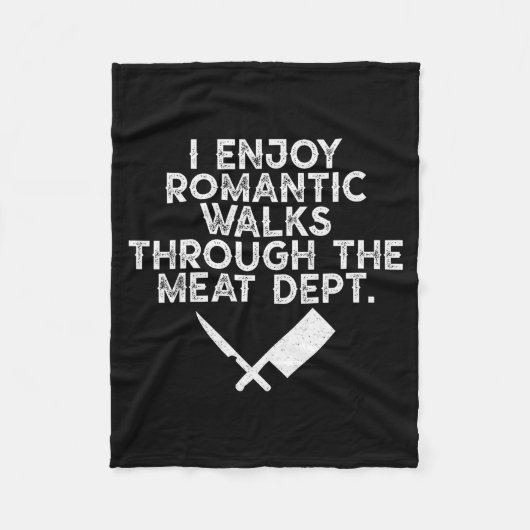 I Enjoy Romantic Walks Through The Meat Dept Barbe フリースブランケット (正面)