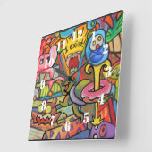 I Exist By Squid Fear City スクエア壁時計 (傾斜)