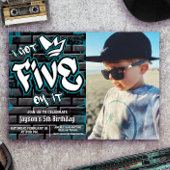 I Five 得 on it – 男の子5番誕生日と写真 招待状