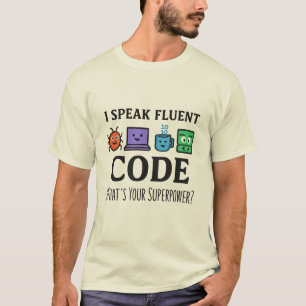 I Fluentコー話ド – プログラマー超能力デザイン Tシャツ