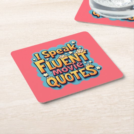 I Fluent話 Movie引用文レトロポップ・アートのアート スクエアペーパーコースター (アングル)