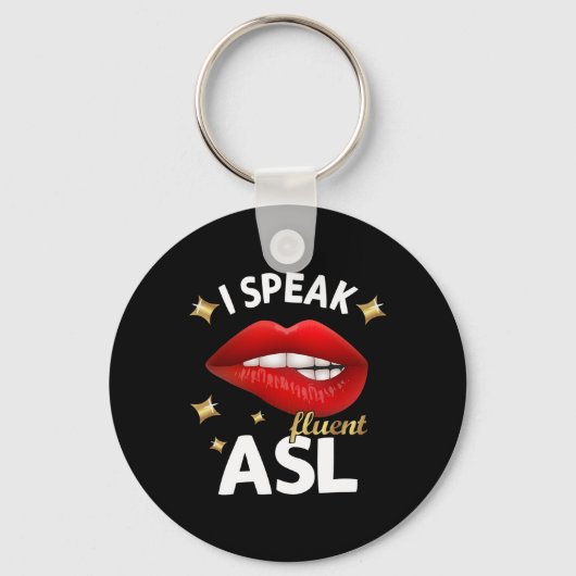 I fluent 話 ASL – 手話盲ろう認識度 キーホルダー (正面)