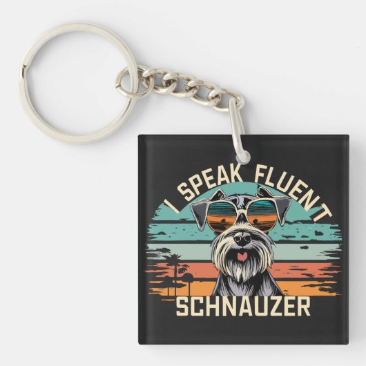 I Fluent Schnauzer話 - Schnauzer クール Dog キーホルダー (正面)