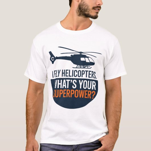 I Fly Helicopters – Minimal Flat Badge Design Tシャツ (正面)