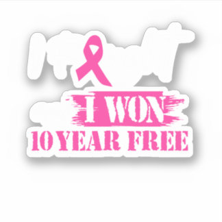 I Fought And I Won 10 Year Free Breast Cancer Awar シール