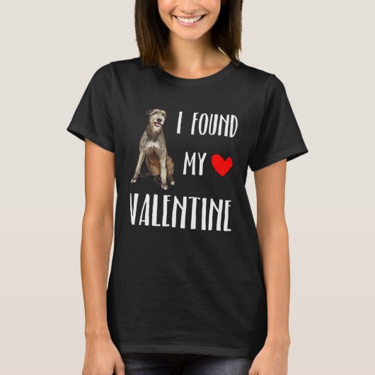 I Found My Valentine Day Irish Wolfhound Dog Tシャツ (正面)