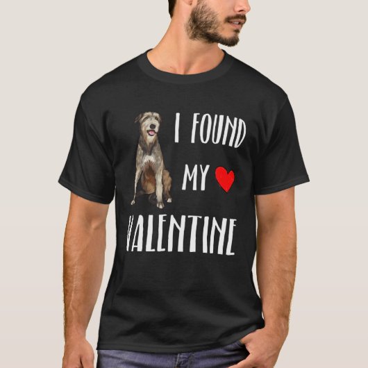 I Found My Valentine Day Irish Wolfhound Dog Tシャツ (正面)