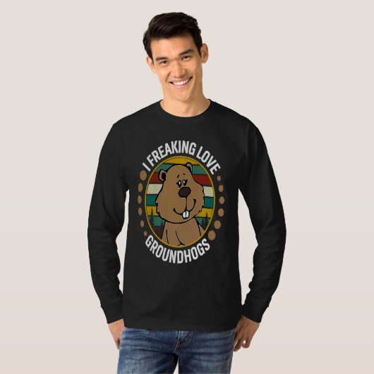 I freaking love Groundhogs Holiday Happy Groundhog Tシャツ (正面フル)