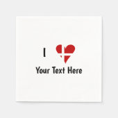 I (Funky Heart Shaped Danish Flag) Your Text スタンダードカクテルナプキン (正面)