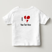 I (Funky Heart Shaped Danish Flag) Your Text トドラーTシャツ (裏面)