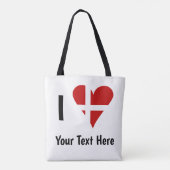 I (Funky Heart Shaped Danish Flag) Your Text トートバッグ (裏面)