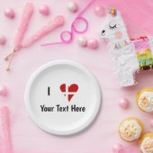 I (Funky Heart Shaped Danish Flag) Your Text ペーパープレート (パーティー)